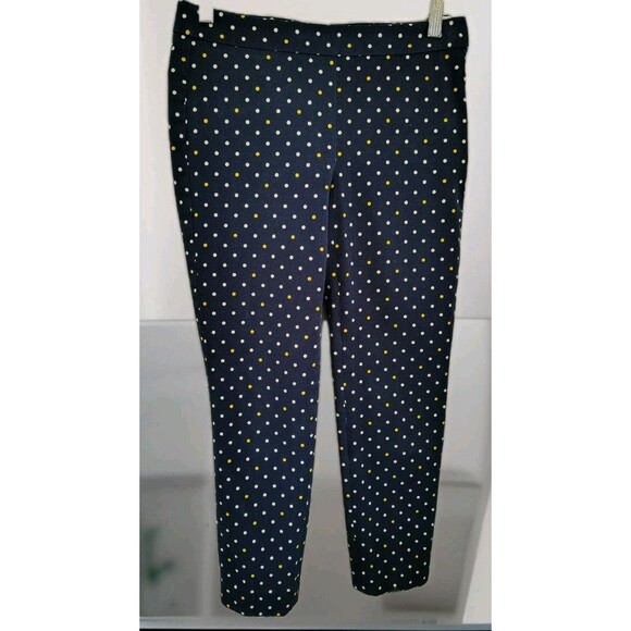 Talbots Petite Pants Chathan Size OP Blue White/Yellow Polka Dot Side Zip Button - Picture 1 of 11